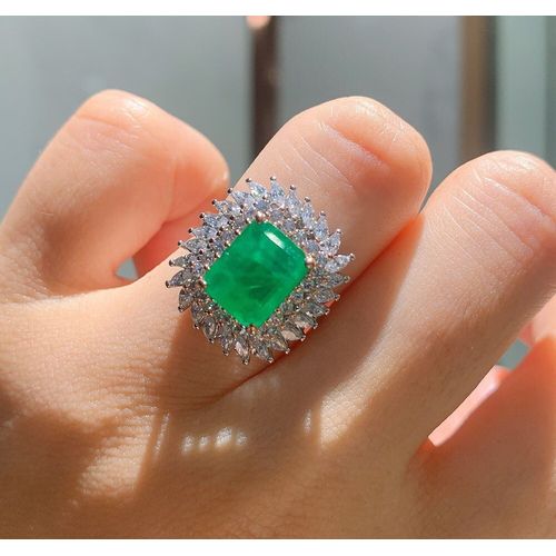 Bague De Mariage En Argent Sterling 100%, Bijoux Fins Pour Femmes, Émeraude Paraiba Tourmaline, Pierre Précieuse Pour Fête Cocktail, Livraison Directe