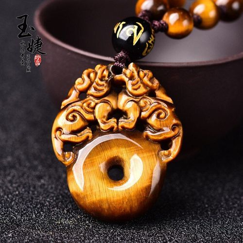 Collier Avec Pendentif En Pierre D'oeil De Tigre 100% Naturelle, Troupes Courageuses, Bijoux En Jade, Pour Hommes Et Femmes