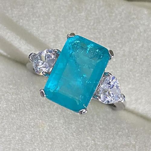 Bagues Vintage En Argent 100% Véritable Pour Femmes, Bijoux En Pierre Précieuse De Tourmaline Paraiba, Diamant Moissanite À Haute Teneur En Carbone, Cadeau De Mariage