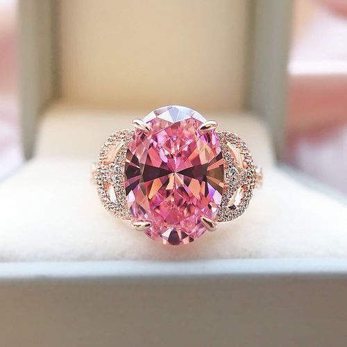 Bague De Fiançailles De Mariage En Argent Sterling 925 Pour Femmes, Bijoux Fins De Luxe, 10x14mm, 10 Carat, Saphir Rose, Diamant, Cadeau De Fête