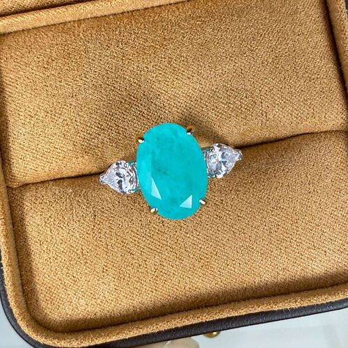 Bagues Ovales En Diamant Paraiba Tourmaline Pour Femmes, Bijoux Fins De Luxe En Argent Sterling 925 Pour Fiançailles Et Mariage, 10x14mm
