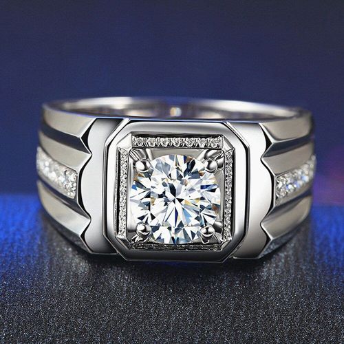 Bague De Mariage En Zircon Pour Hommes, Classique, Aaa, Pierres Précieuses, Couleur Argent, Or Blanc, Bijoux, Accessoire, Cadeaux À La Mode