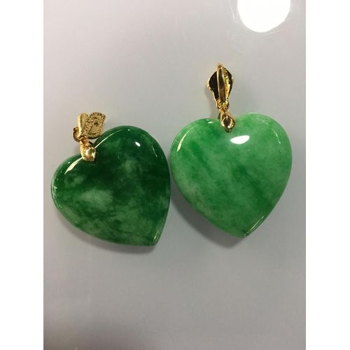 Pendentif En Jade Vert Naturel Pour Femmes, Collier En Argent Sterling 100% 925 Avec C¿Ur En Argent 925