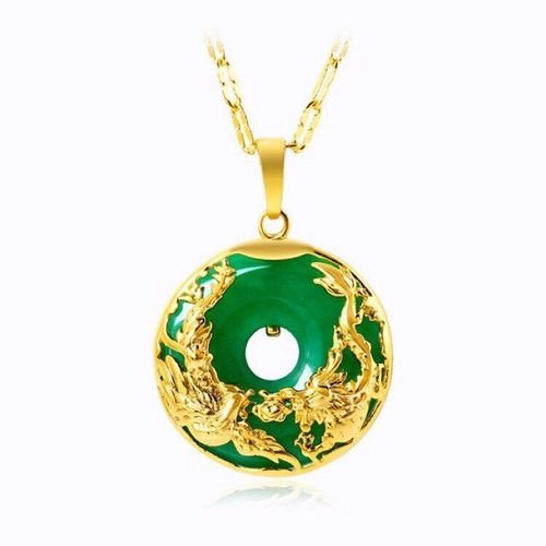 Pendentif Dragon Phoenix En Jade Vert Naturel, Collier En Argent 925, Sculpté À La Mode, Bijoux Amulette, Cadeaux Pour Hommes Et Femmes