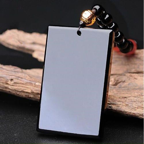 Collier En Jade Obsidienne Naturelle, Pendentif De Sécurité, Bijoux Fins Pour Hommes Et Femmes