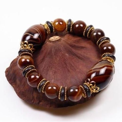 Zheru Bijoux Agate Naturelle Bicolore Dzi Bracelet Hommes Et Femmes Bracelets Bijoux Exquis, Meilleur Cadeau