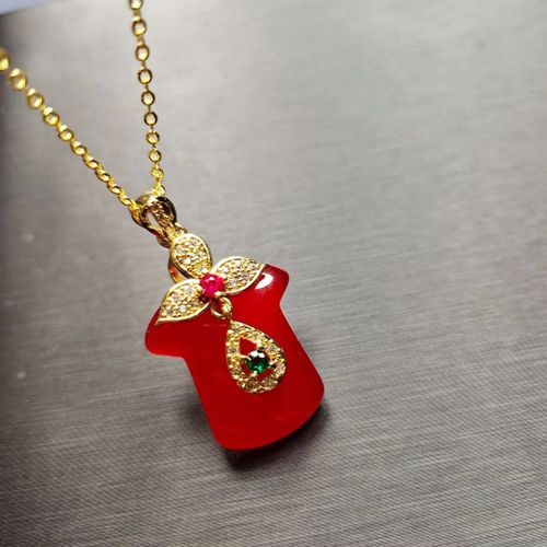 Collier Avec Pendentif Incrusté De Cornaline Et Glace Naturelle, Bijou En Jade Pour Femmes, Cadeau Idéal, 100%, 925