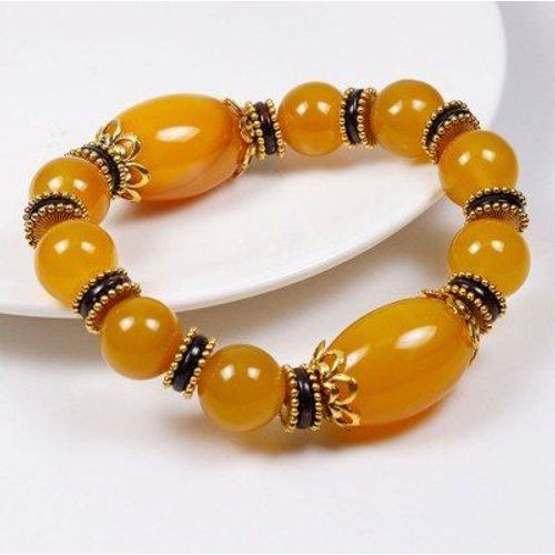 Zheru Bijoux Agate Naturelle Jaune Dzi Bracelet Hommes Et Femmes Bracelets Bijoux Exquis, Meilleur Cadeau