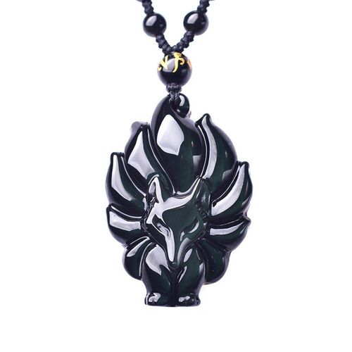 Pendentif En Renard Obsidienne Arc-En-Ciel 100%, Collier Amulette Porte-Bonheur En Cristal À Neuf Queues Pour Hommes Et Femmes