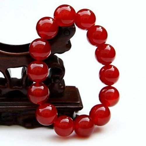 Bracelet À Perles D'agate Naturelle, Calcédoine Rouge, Bijoux Pour Hommes Et Femmes