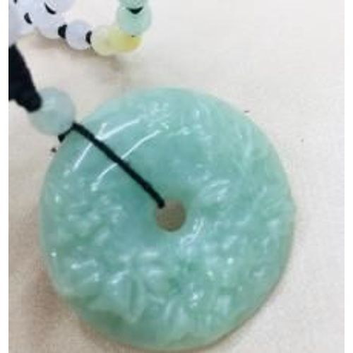 Collier De Perles De Jade Trois Couleurs Pour Hommes Et Femmes, Pendentif En Forme D'émeraude, Fleur Verte Sculptée, Donut, Chaîne De Pull