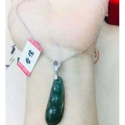 Pendentif En Jade Naturel, Émeraude De Birman, Sculpture D'huile De Pois Verts, Collier En Argent Sterling 925, Chaîne De Clavicule Élégante Pour Dame