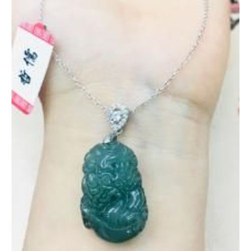 Pendentif Dragon Du Zodiaque Vert En Argent Sterling 925 Pour Femme, Collier En Jade Naturel, Émeraude De Birman, Sculpture D'huile, Clavicule, Chai