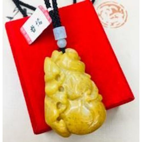 Collier En Topaze Naturelle Pure, Sculpté À La Main, Jaune, Vintage, Porte-Bonheur, Fulu, Avec Tricot À La Main, Simple, Pour Hommes Et Femmes, Pull Cha
