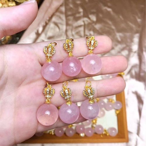 Pendentif Couronne De Perles En Cristal Rose Naturel, Accessoires Pour La Fabrication De Bijoux À Faire Soi-Même