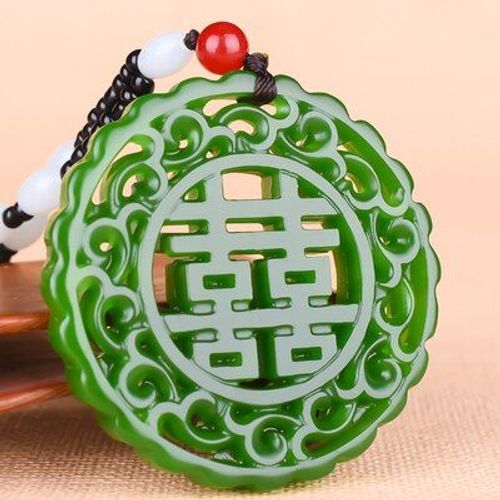 Zheru Bijoux Naturel Hetian Jade Vert Pendentif Creux Collier, Bijoux Exquis, Meilleur Cadeau
