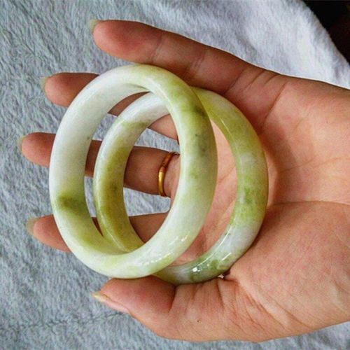 Bracelet En Jade Lantien Sculpté À La Main Pour Hommes Et Femmes, Bijou Chinois Naturel, Large Bande, Fleur Flottante