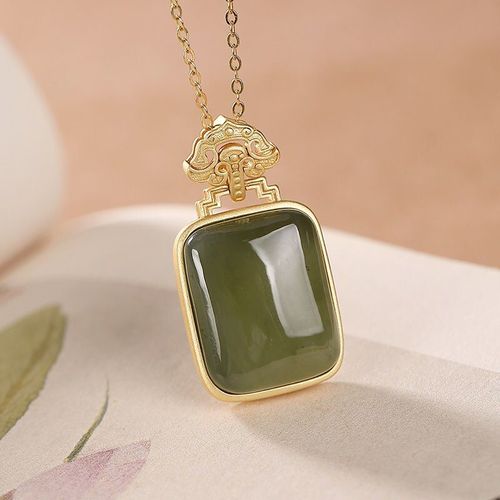 Pendentif En Argent Sterling S925, Jade Naturel Hetian, Gris, Tempérament Rétro, Style Ancien Chinois, Pour Dames