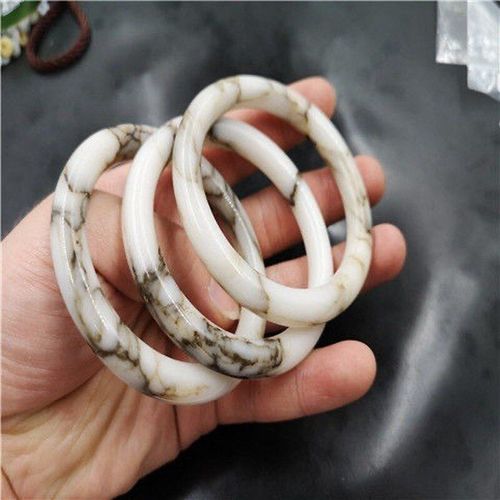 Bracelet En Jade De Soie Doré, Sculpté À La Main, Barre Ronde, Bijoux Boutique De Mode, Pour Hommes Et Femmes