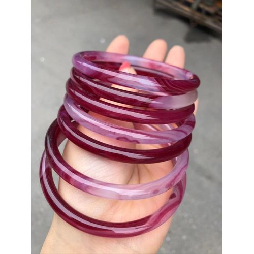 Bracelets Fins En Jade Véritable Pour Femme, Véritable Bijou En Agate Et Calcédoine Violette, Certifié Naturel, Cadeau Pour Petite Amie Ou Maman