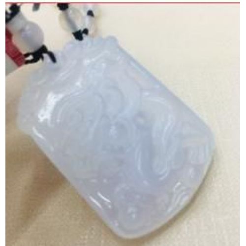 Collier En Jade Glacé Naturel Pour Hommes Et Femmes, Pendentif Dragon Blanc Sculpté Avec Calcédoine, Perle De Jade, Chaîne De Pull