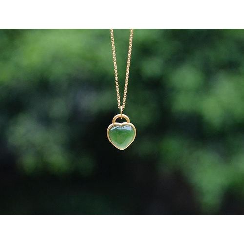 Jaspe En Forme De C¿Ur En Jade Naturel Hetian, Pendentif En Argent Sterling S925, Collier Artisanal Vintage En Argent