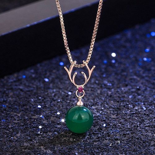 Pendentif En Bois Sculpté À La Main En Calcédoine Verte Naturelle, Bijoux Boutique De Mode, Collier En Agate Verte Pour Femme, Cadeau