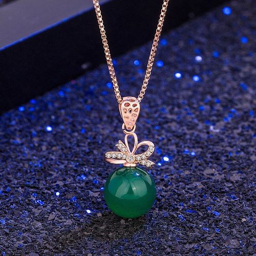 Pendentif Goutte D'eau Sculpté À La Main En Calcédoine Verte Naturelle, Bijoux Boutique De Mode, Collier En Agate Verte Pour Femmes, Cadeau