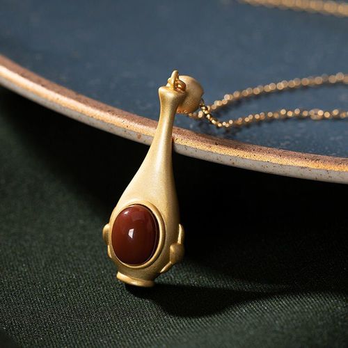 Bouteille De Souhait En Argent Sterling S925, Agate Rouge Du Sud Naturelle, Jaspe, Chaîne De Clavicule, Design Spécial, Collier Chinois