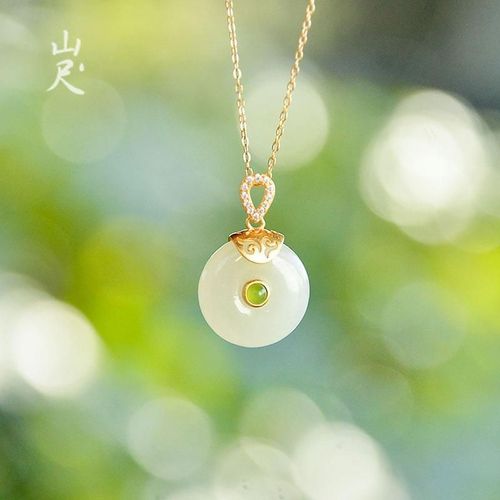 Collier En Argent Sterling 925, Jade Blanc Naturel Hetian, Pendentif Avec Boucle De Sécurité, Tout Est En Sécurité