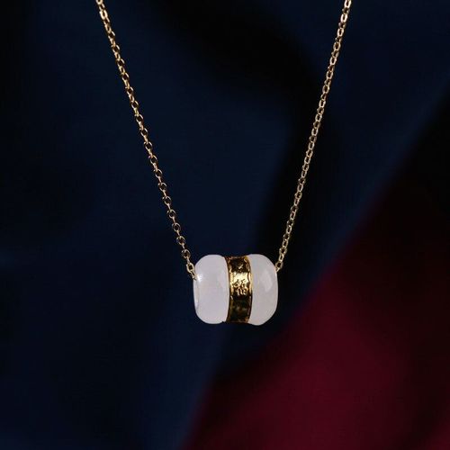 Jade Naturel Hetian Aussi Bien Que La Pluie, Perles Porte-Bonheur En Argent Sterling S925, Pendentif Mantra Vintage De Six Mots, Ornement De Collier