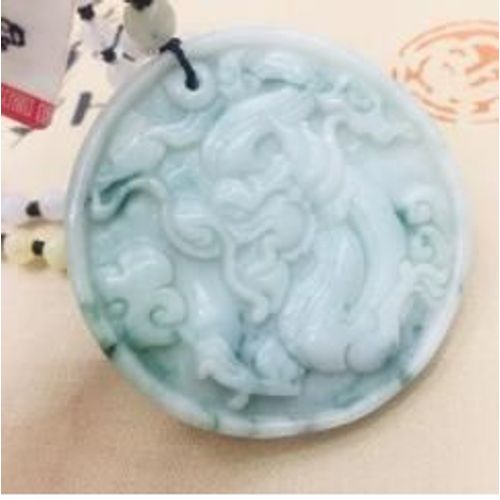 Collier En Jade Émeraude Birman Naturel, Pendentif Dragon Rond Avec Perles Tricolores, Chaîne De Pull Pour Hommes