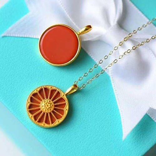 Pendentif Rond Sculpté En Agate Rouge Du Sud, En Argent Sterling S925, Double Face, Porte Un Collier Gif