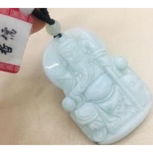 Pendentif Guan Gong En Jade Naturel, Émeraude Birman, Sculpture, Collier De Perles Tricolore, Chaîne De Pull Pour Hommes