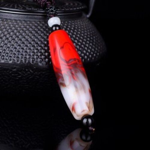 Zheru Bijoux Naturel Poulet Sang Jade Deux Couleurs Transfert Perle Pendentif Collier Exquis Bijoux, Meilleur Cadeau