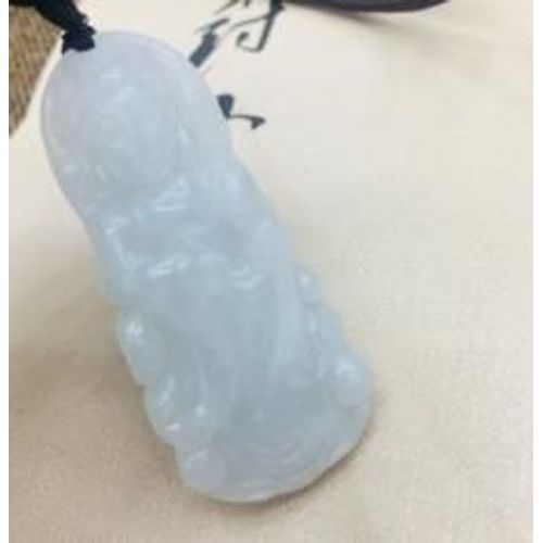 Pendentif Guanyin En Jade Naturel Pour Hommes Et Femmes, Sculpture En Émeraude De Birman, Chaîne De Pull Avec Perles Tricolores
