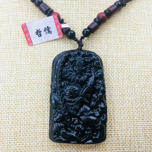 Collier En Jade Noir Naturel Hetian Sculpté À La Main, Pendentif Porte-Bonheur Mage, Chaîne De Pull Pour Hommes Et Femmes