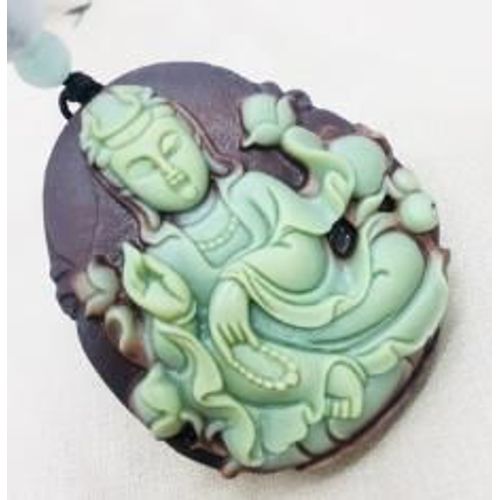 Pendentif En Jade Violet Naturel Pur Sculpté À La Main, Lotus Guanyin Bicolore Avec Collier Simple, Chaîne De Pull Pour Hommes Et Femmes
