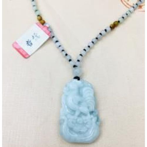Pendentif En Jade Naturel, Émeraude Birman, Sculpture De Poulet Du Zodiaque, Avec Perles Tricolores Tissées À La Main, Chaîne De Pull Pour Hommes Et Femmes