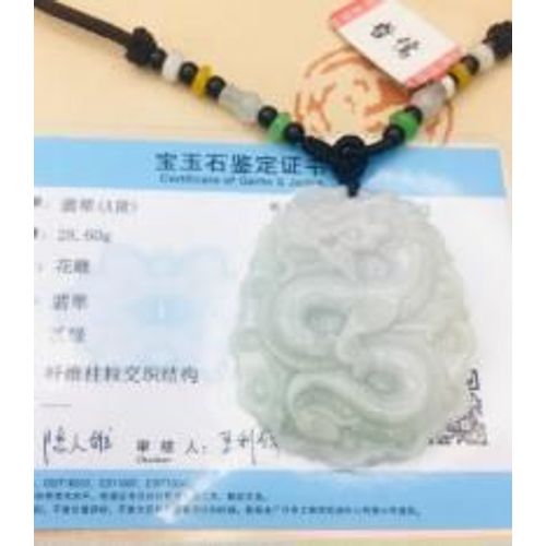 Collier En Jade Naturel Pour Hommes, Pendentif En Forme D'émeraude Birman, Sculpture De Dragon, Avec Perles Tricolores, Chaîne De Pull Pour Hommes