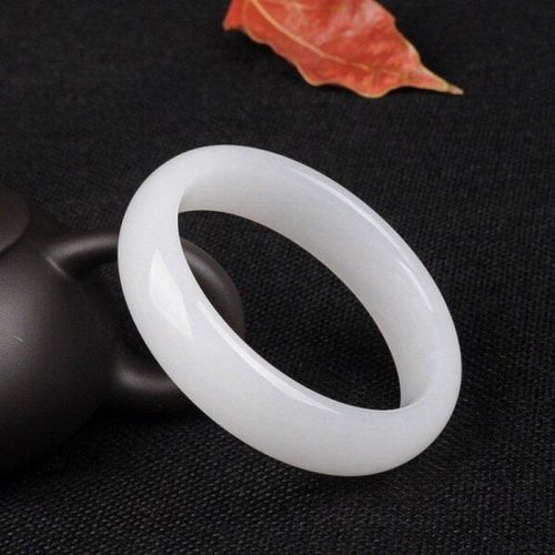 Grand Bracelet En Jade Blanc Naturel Véritable Pour Femme, Accessoire En Pierre De Jades Certifiée, Taille 68mm