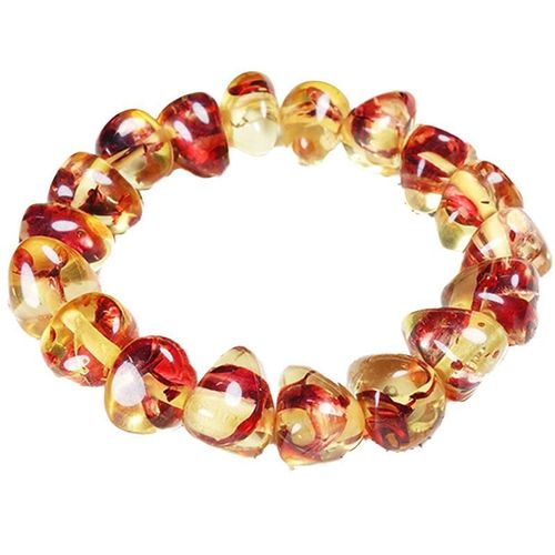Bracelet Élastique En Ambre Avec Fleur Naturelle De La Baltique Pour Femmes, Accessoires De Bijoux À La Mode, Perles Ambrées, Cadeaux Pour Dames