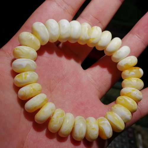 Bracelet Élastique En Ambre De La Baltique Naturel Pour Femmes Et Hommes, Accessoires De Bijoux, Cadeau À La Mode, Cire De Miel, Perles Plates