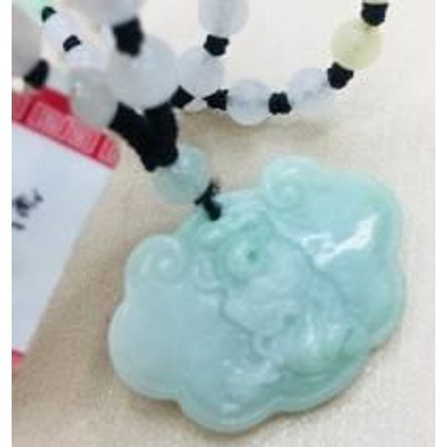 Pendentif En Jade Émeraude Naturel Pur Sculpté À La Main Avec Dragon Pour Bébé, Collier De Perles De Glace Trois Couleurs, Chaîne De Pull Pour Hommes Et Femmes