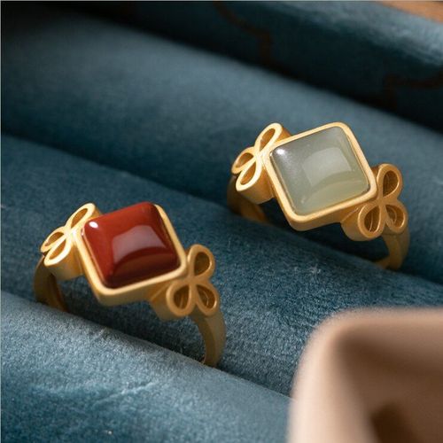 Bague Géométrique En Argent Sterling Hetian Gris Jade, Anneau Ouvert En Agate À La Mode