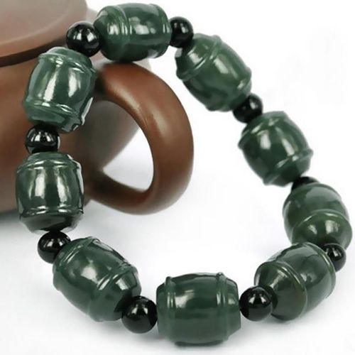 Bracelet En Jade Vert Naturel Véritable Pour Hommes Et Femmes, Xinjiang Hetian Jades, Perles En Pierre, Élastique, Amulette Porte-Bonheur