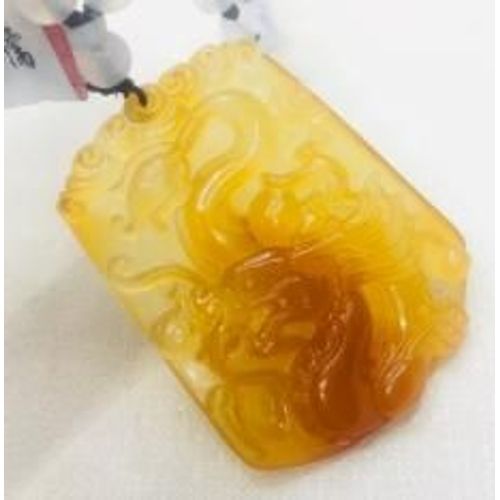 Collier En Jade Glacé Naturel Sculpté Pour Hommes Et Femmes, Pendentif Dragon Jaune Avec Calcédoine, Perle De Jade, Chaîne De Pull