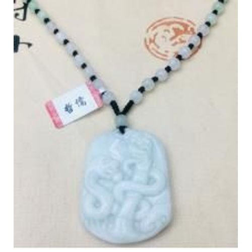 Collier De Perles En Jade, Émeraude Naturelle Pure, Sculpté À La Main, Pendentif Serpent Du Zodiaque, Tricolore, Chaîne De Pull Pour Hommes Et Femmes