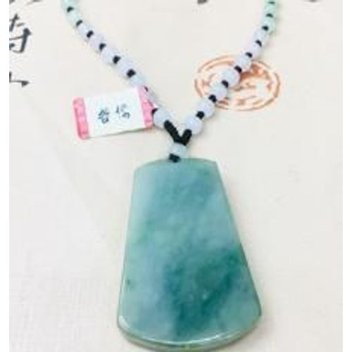 Collier Amulette En Jade Naturel Et Émeraude, Sculpté À La Main, Bleu, Deux Tons, Pendentif, Perles De Jade Trois Couleurs, Pull Pour Hommes Et Femmes