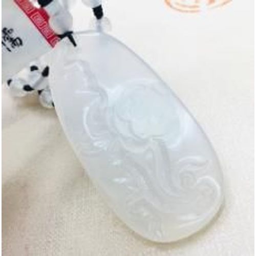 Collier En Pierre De Jade Et Calcédoine Naturelle Pour Homme Et Femme, Pendentif En Forme De Lotus Blanc Sculpté, Chaîne De Chandail